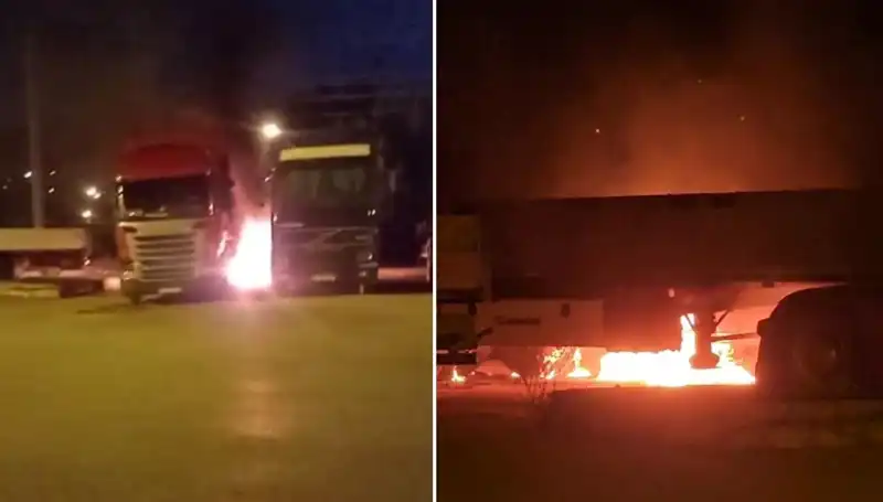 Park Halindeki Tırları Alev Alev Yakan Gizemli Olay