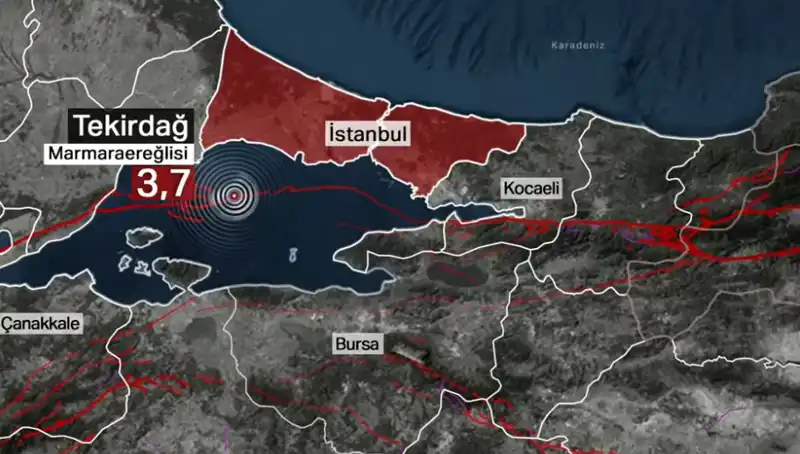 Marmara Denizi'nde Beklenmedik 3,7 Büyüklüğünde Deprem Meydana Geldi